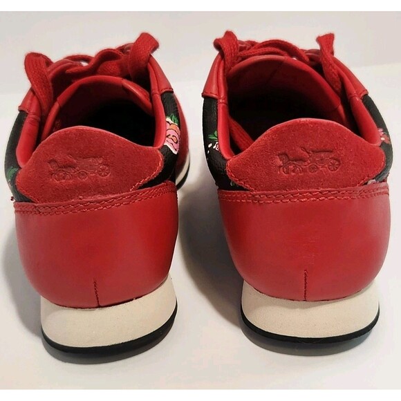 Coach Rebecca II Signature Logo Red and Black Floral Athletic Shoes 7.5 GREAT! - Picture 4 of 16